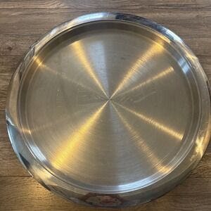 Frontgate Brushed Stainless Steel Round Thermal Serving Tray Platter 20 Inch